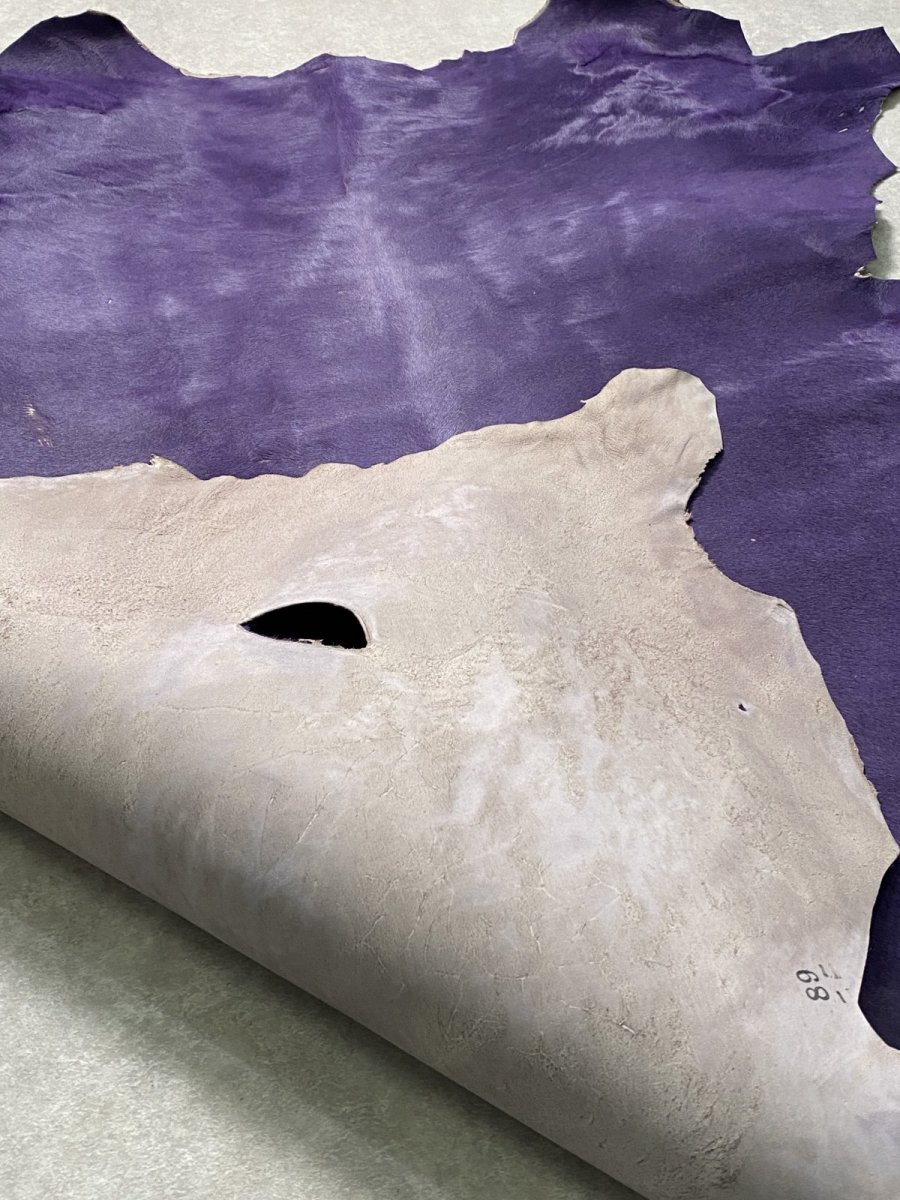 画像9: ヘアーカーフ パープル 毛皮 牛革 牛カーフ毛付き (9)