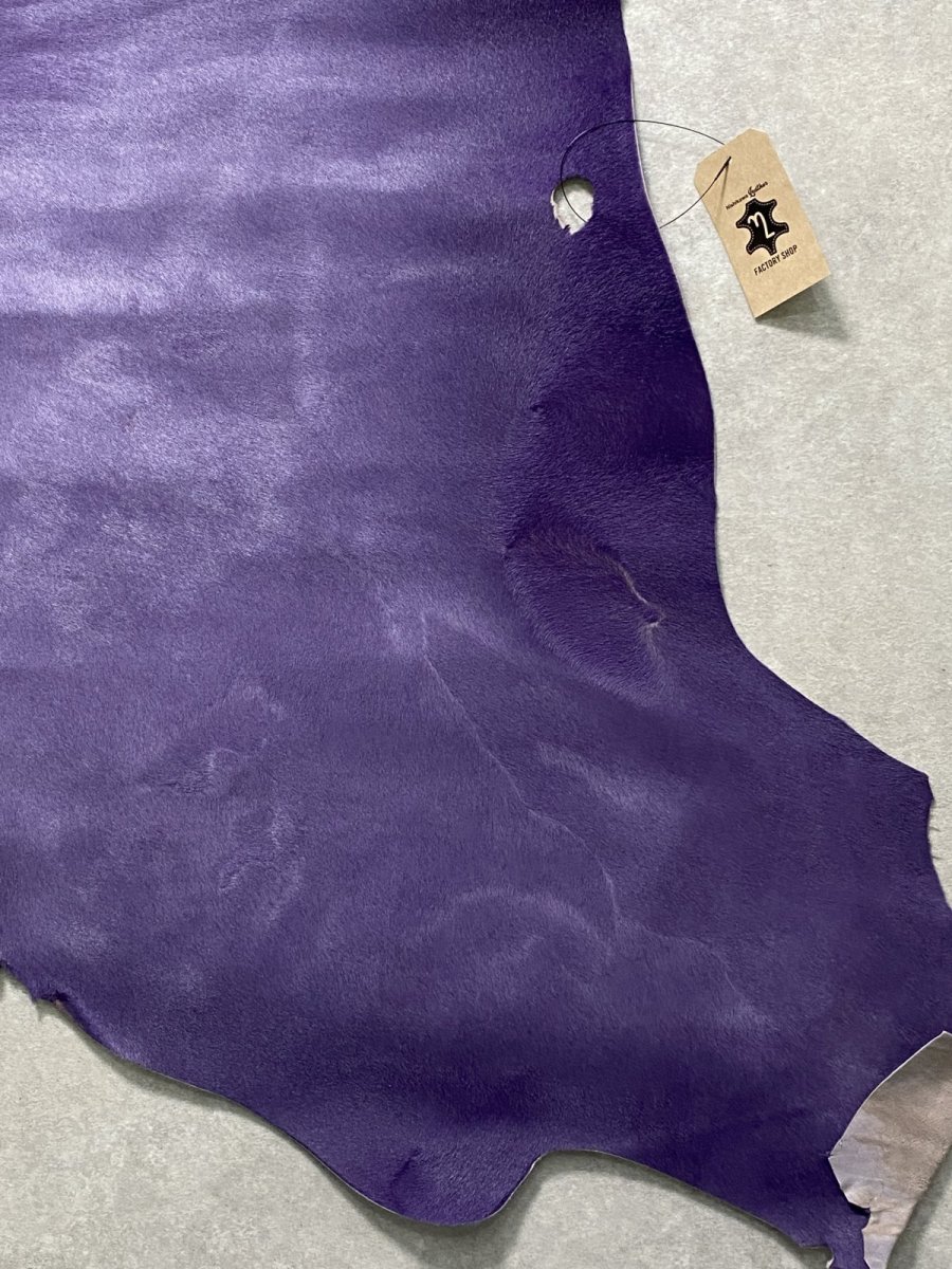 画像5: ヘアーカーフ パープル 毛皮 牛革 牛カーフ毛付き (5)