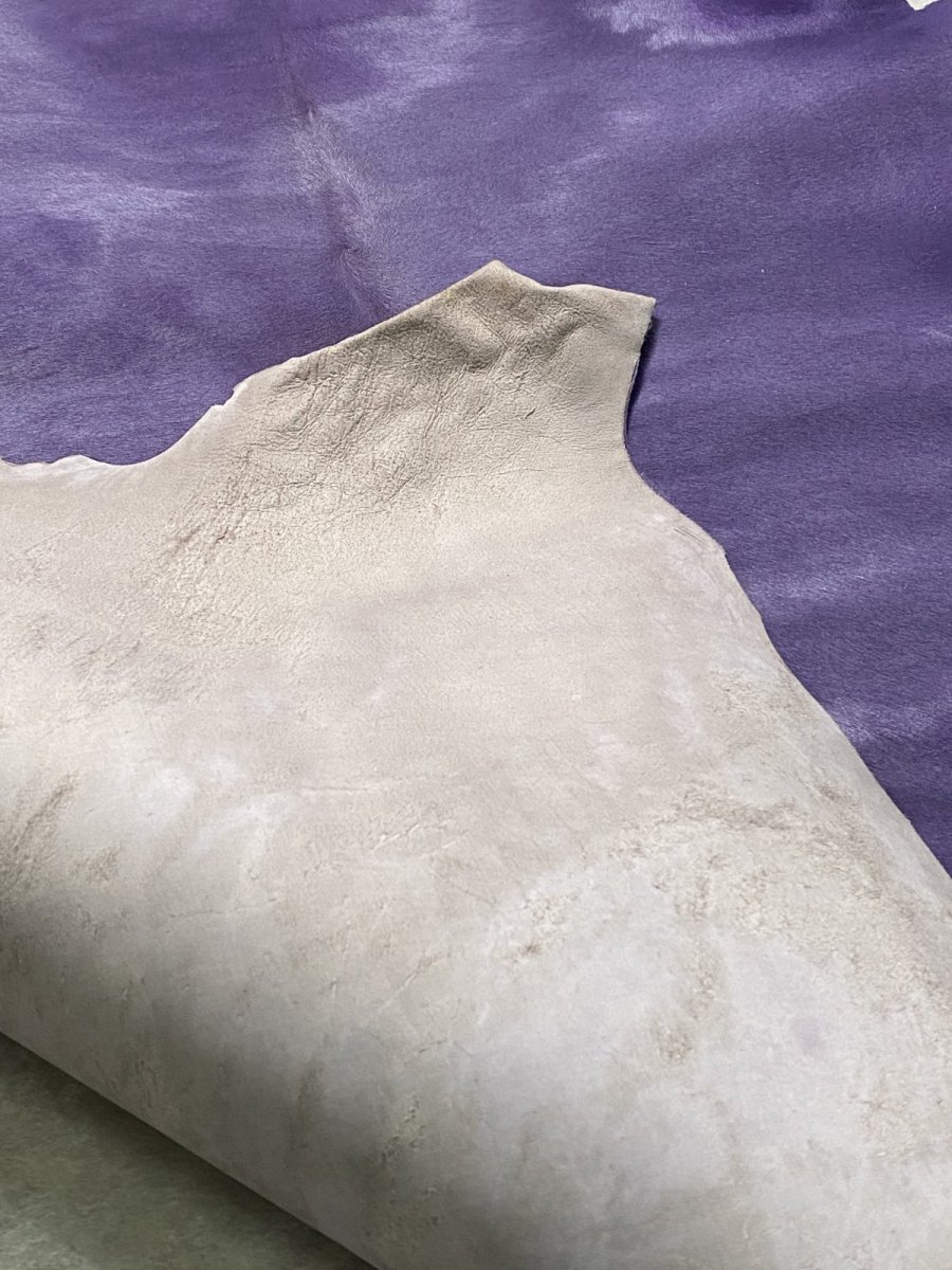 画像8: ヘアーカーフ パープル 毛皮 牛革 牛カーフ毛付き (8)