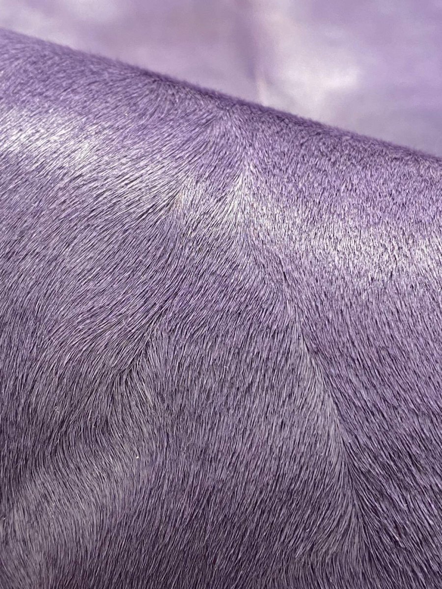 画像7: ヘアーカーフ パープル 毛皮 牛革 牛カーフ毛付き (7)