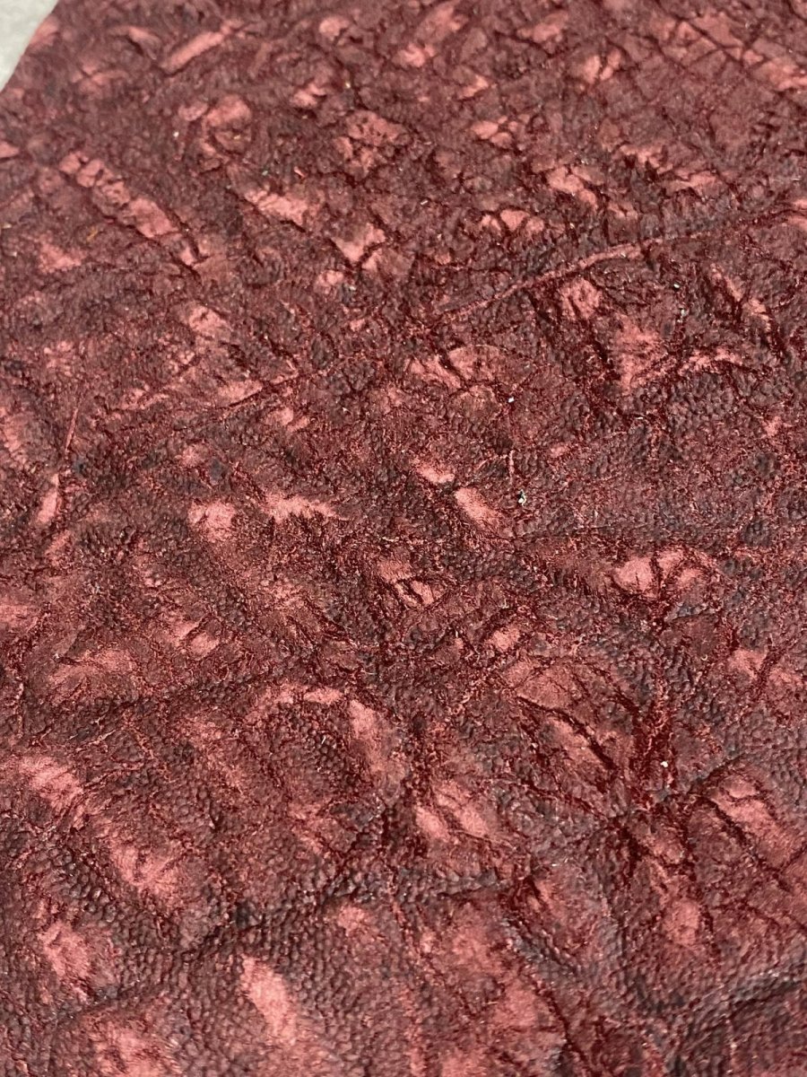 画像5: ヒポポタマス　カバ革　ボルドー　エンボス　ヒポレザー　かば革 ハギレ (5)