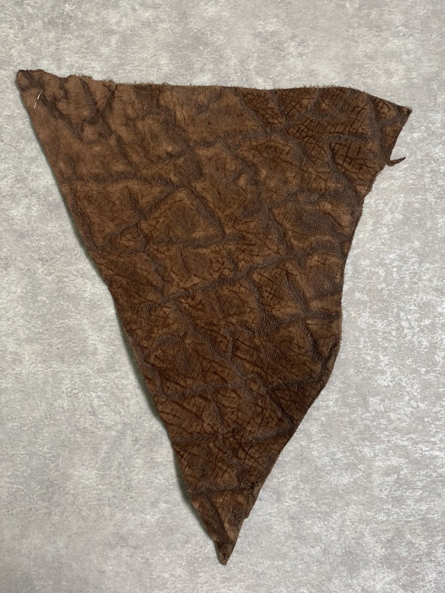 画像1: ヒポポタマス　カバ革　ブラウン　エンボス　ヒポレザー　かば革 ハギレ (1)