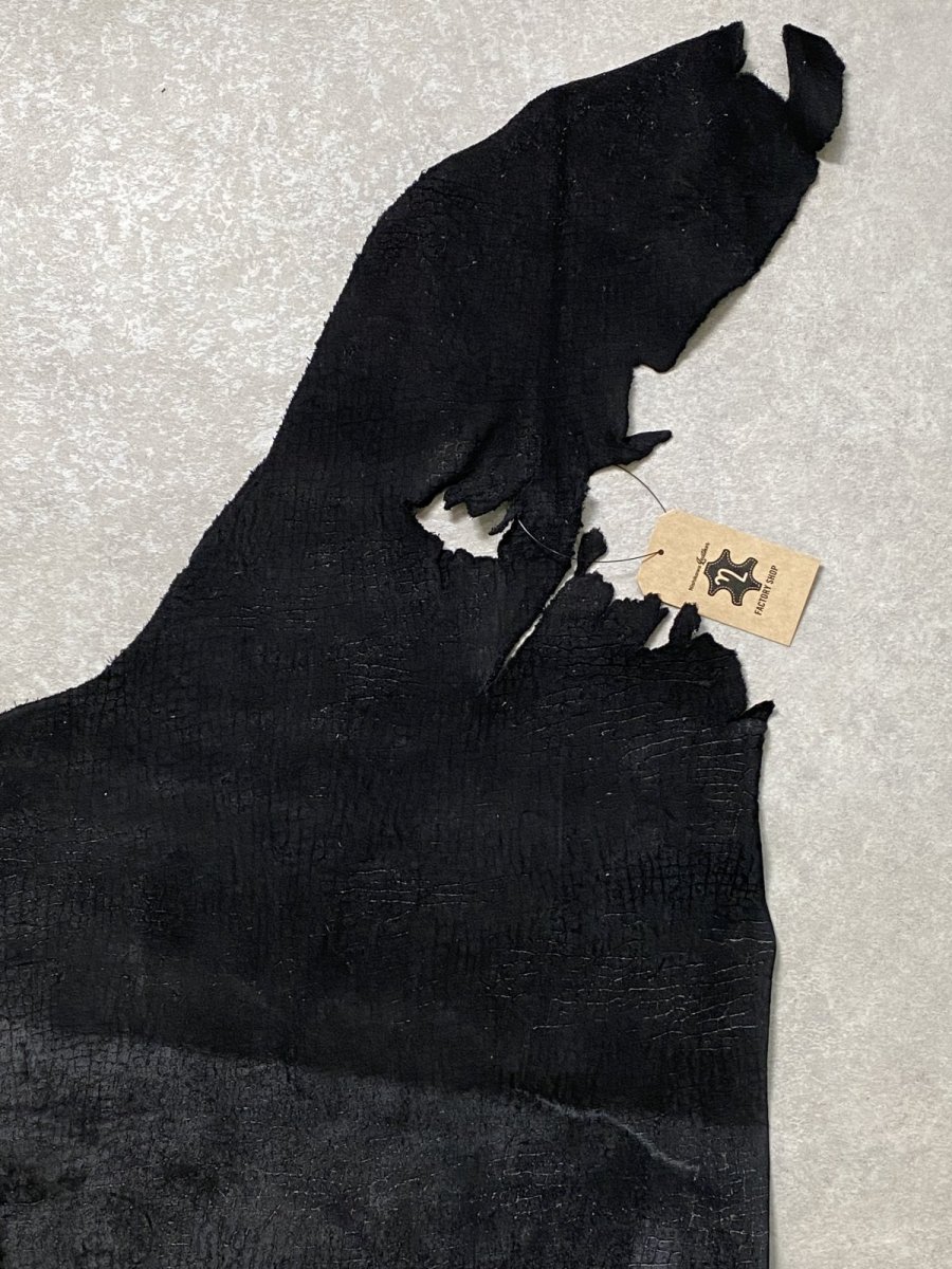 画像4: ヒポポタマス　カバ床革　エンボスブラック　ヒポレザー　かば革 (4)