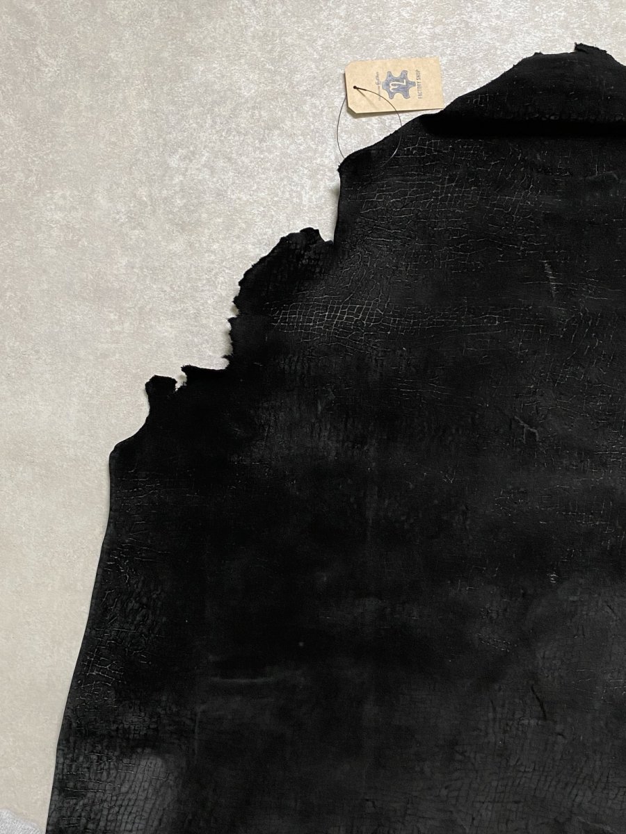 画像2: ヒポポタマス　カバ床革　エンボスブラック　ヒポレザー　かば革 (2)