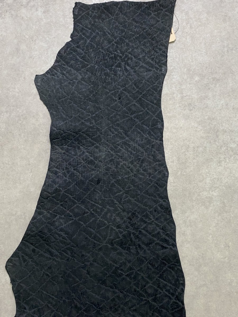 画像3: ヒポポタマス カバ革 エンボスブラック ヒポレザー かば革 (3)