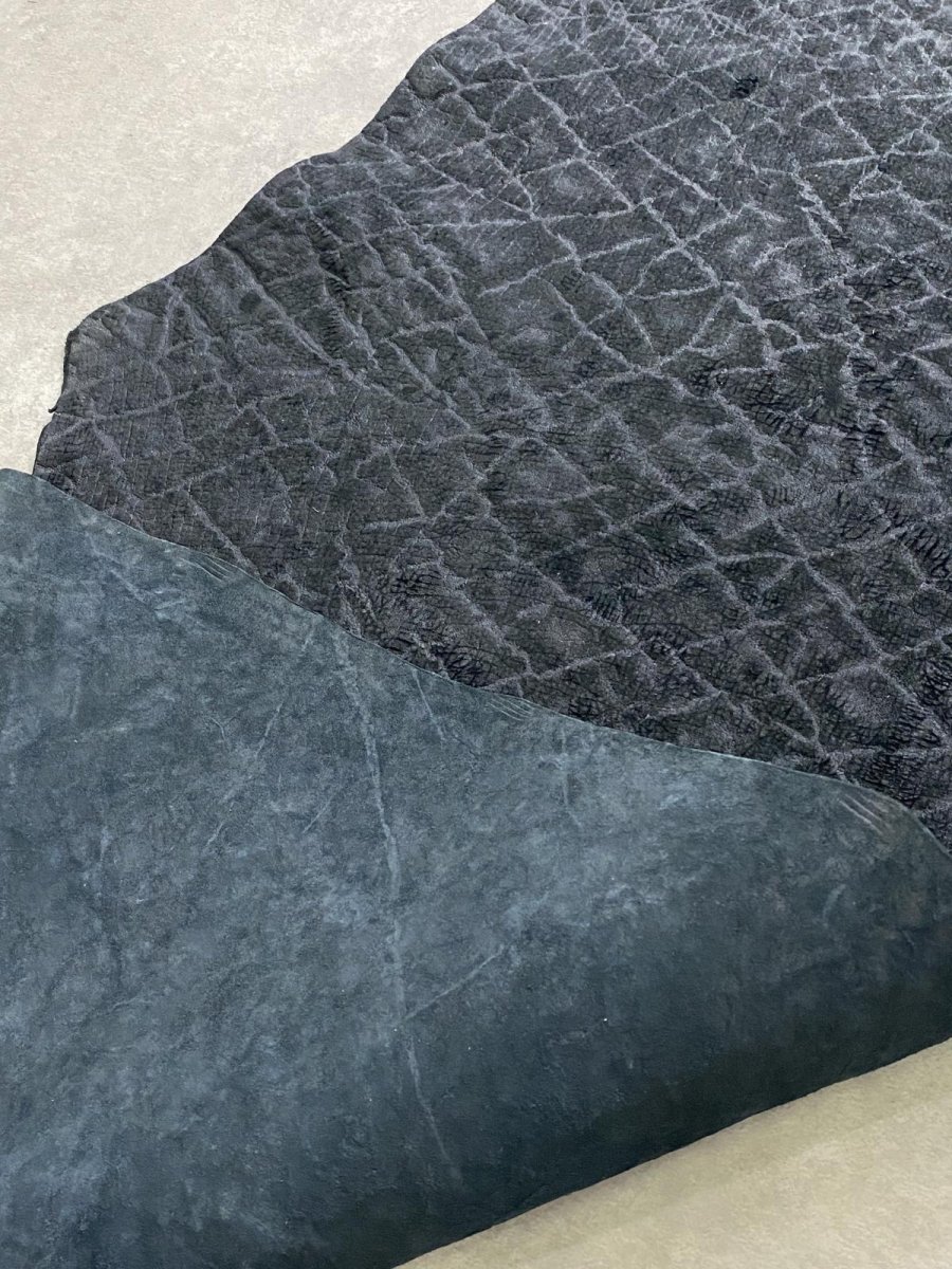 画像9: ヒポポタマス カバ革 エンボスブラック ヒポレザー かば革 (9)