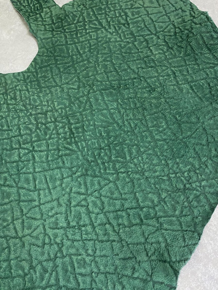 画像3: ヒポポタマス カバ革 エンボス グリーン ヒポレザー かば革 (3)