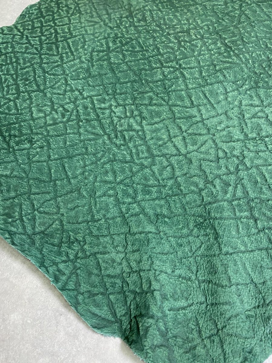 画像4: ヒポポタマス カバ革 エンボス グリーン ヒポレザー かば革 (4)