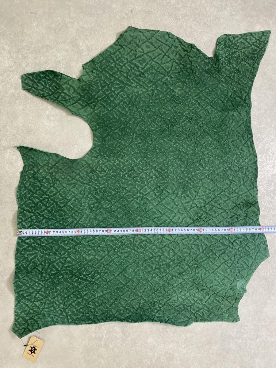 画像9: ヒポポタマス カバ革 エンボス グリーン ヒポレザー かば革 (9)