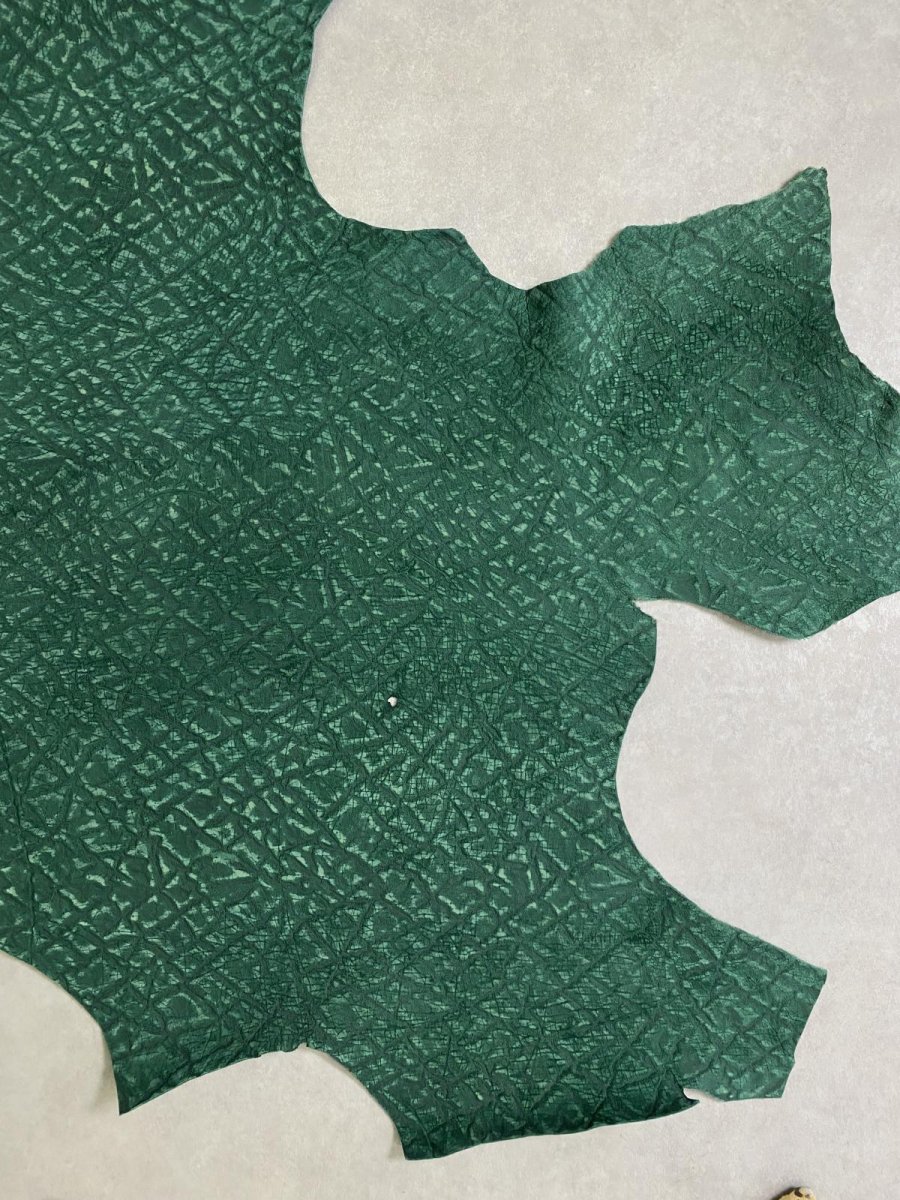 画像6: ヒポポタマス　カバ革　エンボス　グリーン　ヒポレザー　かば革 (6)