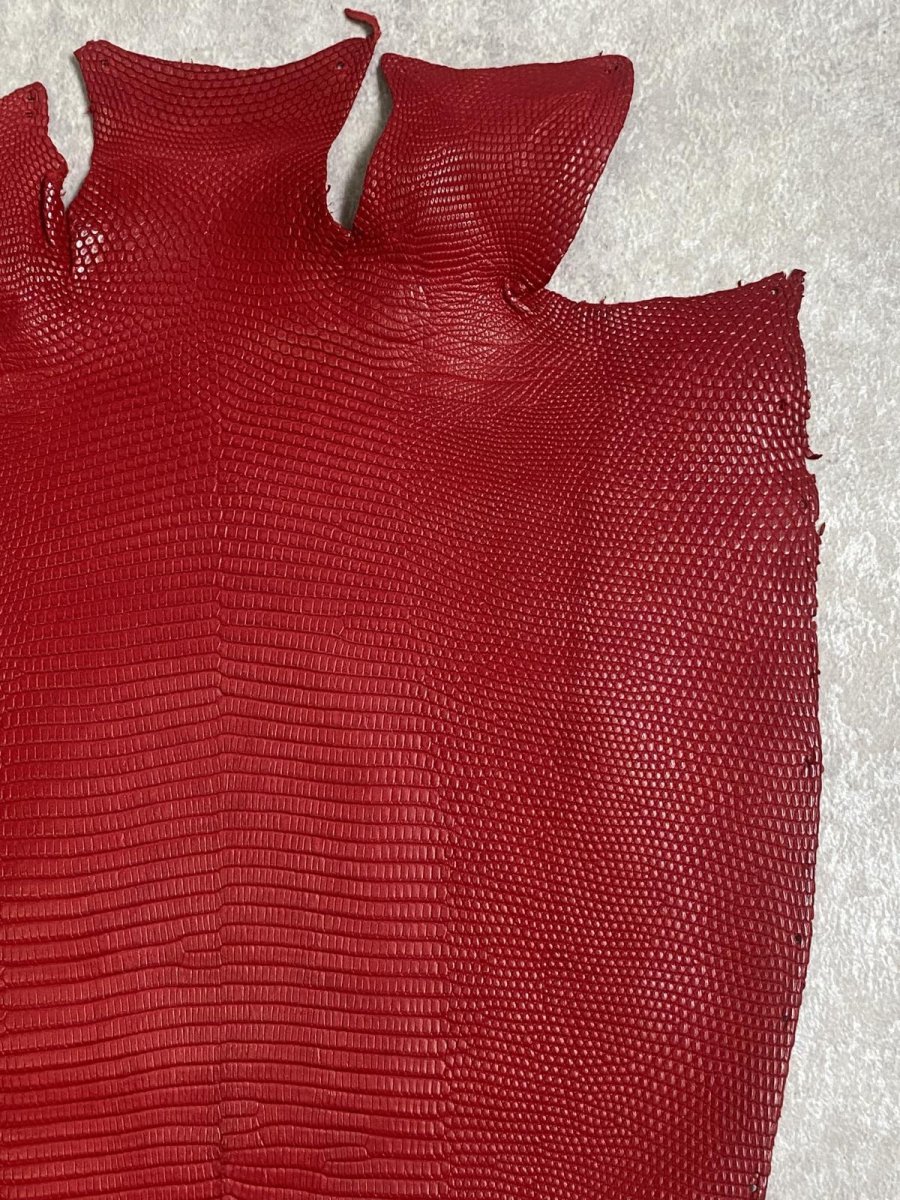 画像3: リザード　トカゲ革　マットレッド　29cm　エキゾチックレザー (3)