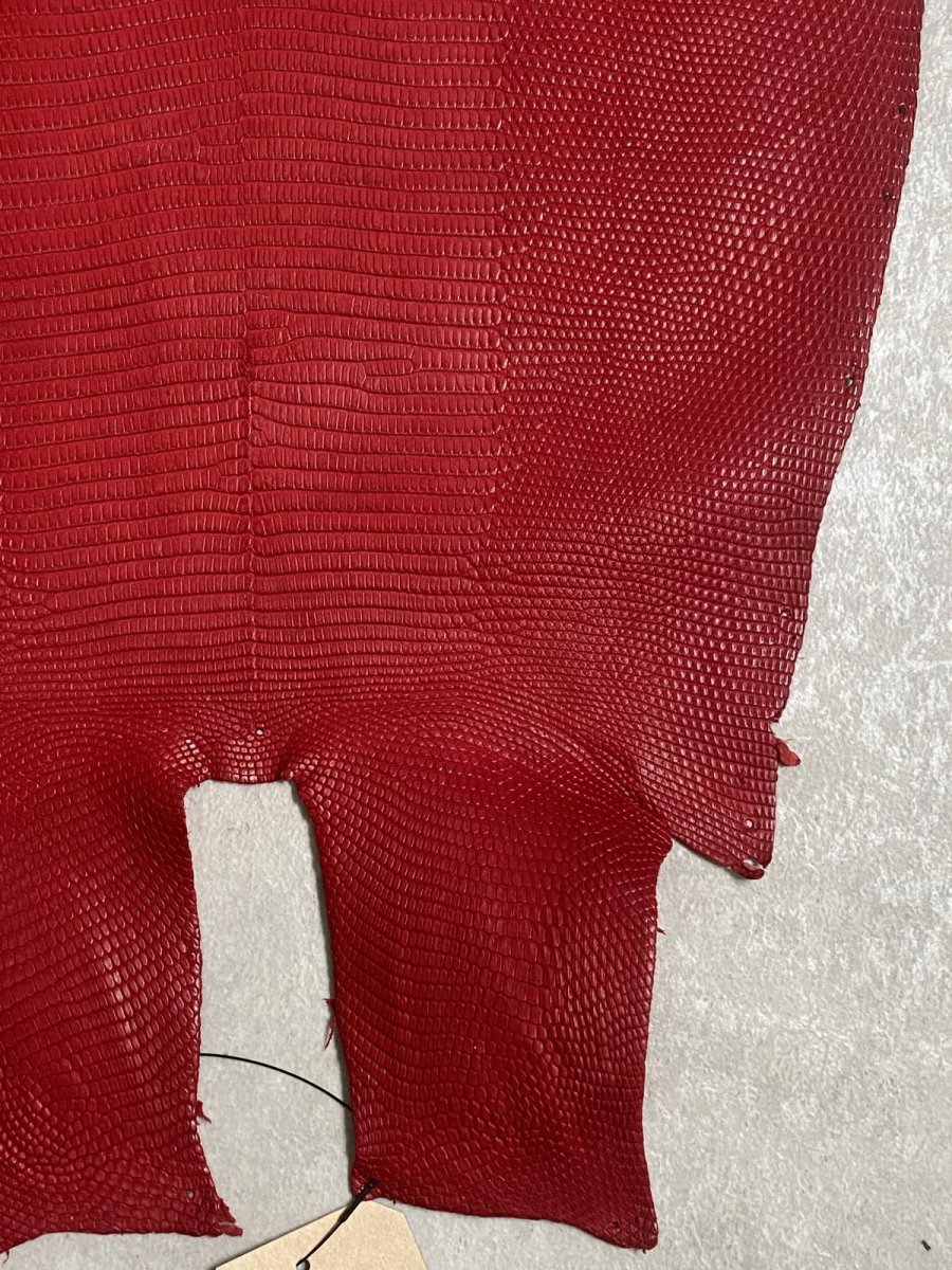 画像5: リザード　トカゲ革　マットレッド　29cm　エキゾチックレザー (5)