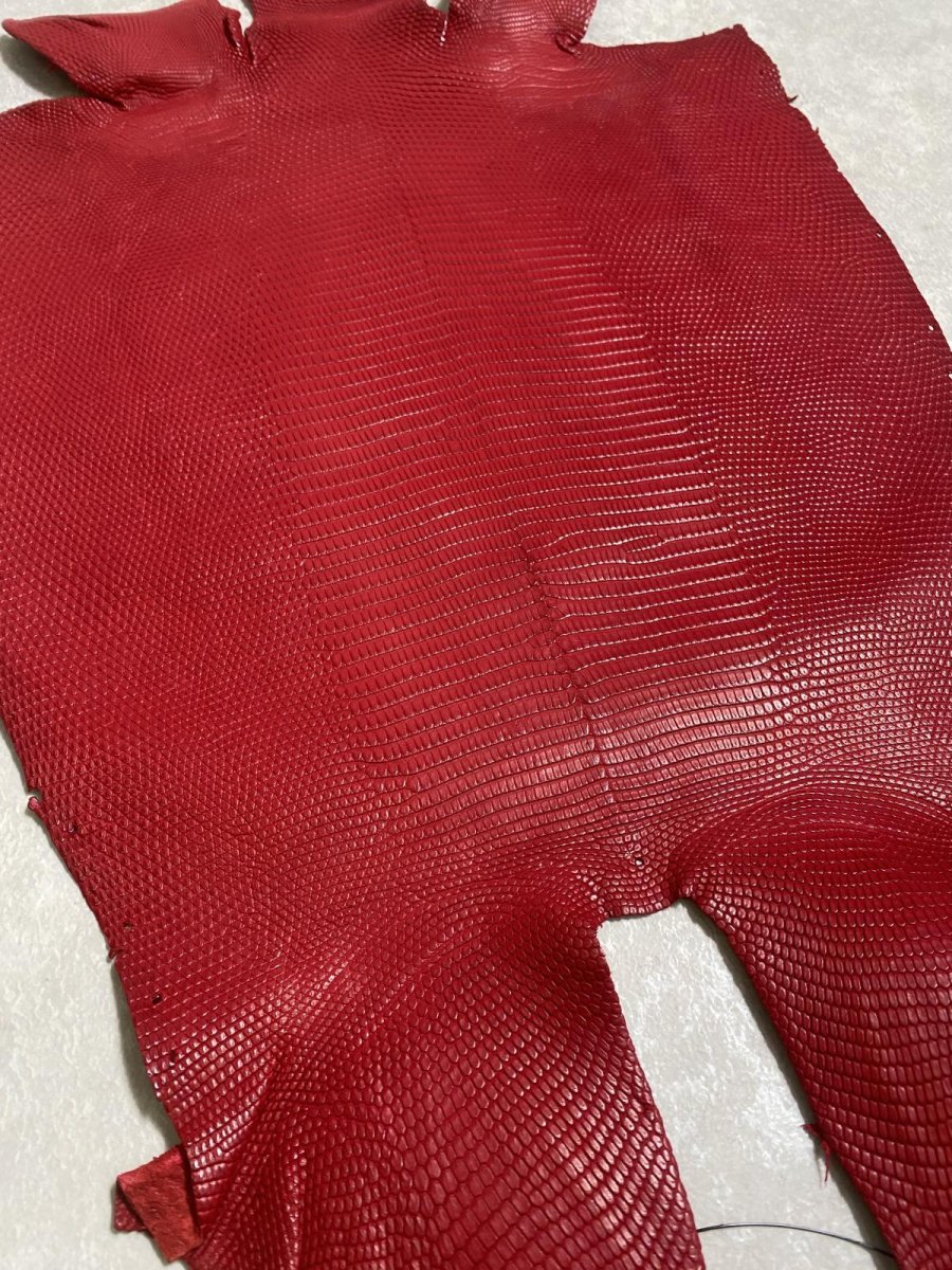 画像6: リザード　トカゲ革　マットレッド　29cm　エキゾチックレザー (6)