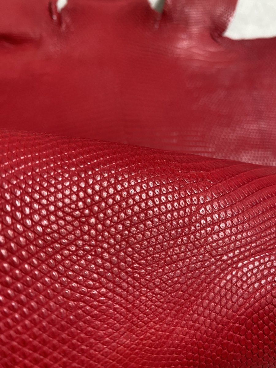 画像7: リザード　トカゲ革　マットレッド　29cm　エキゾチックレザー (7)