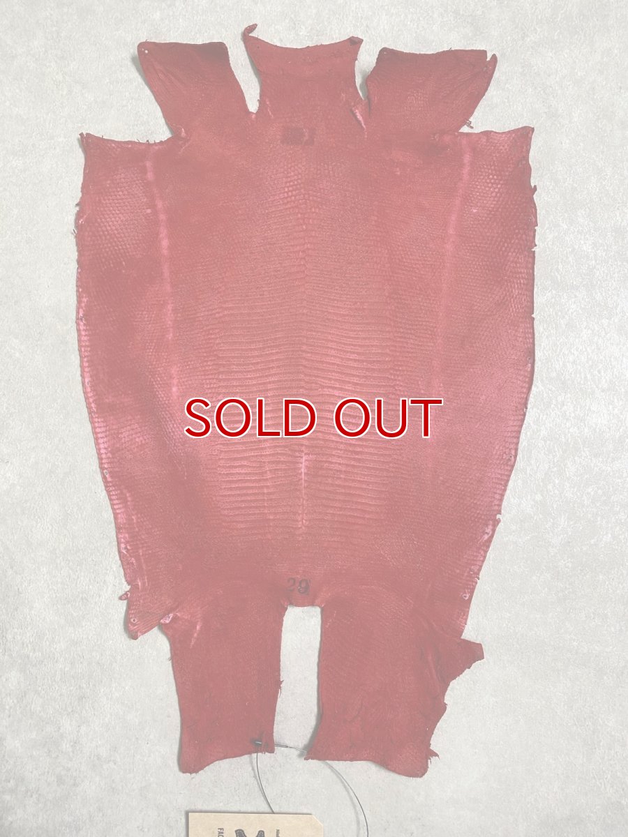 画像8: リザード　トカゲ革　マットレッド　29cm　エキゾチックレザー (8)