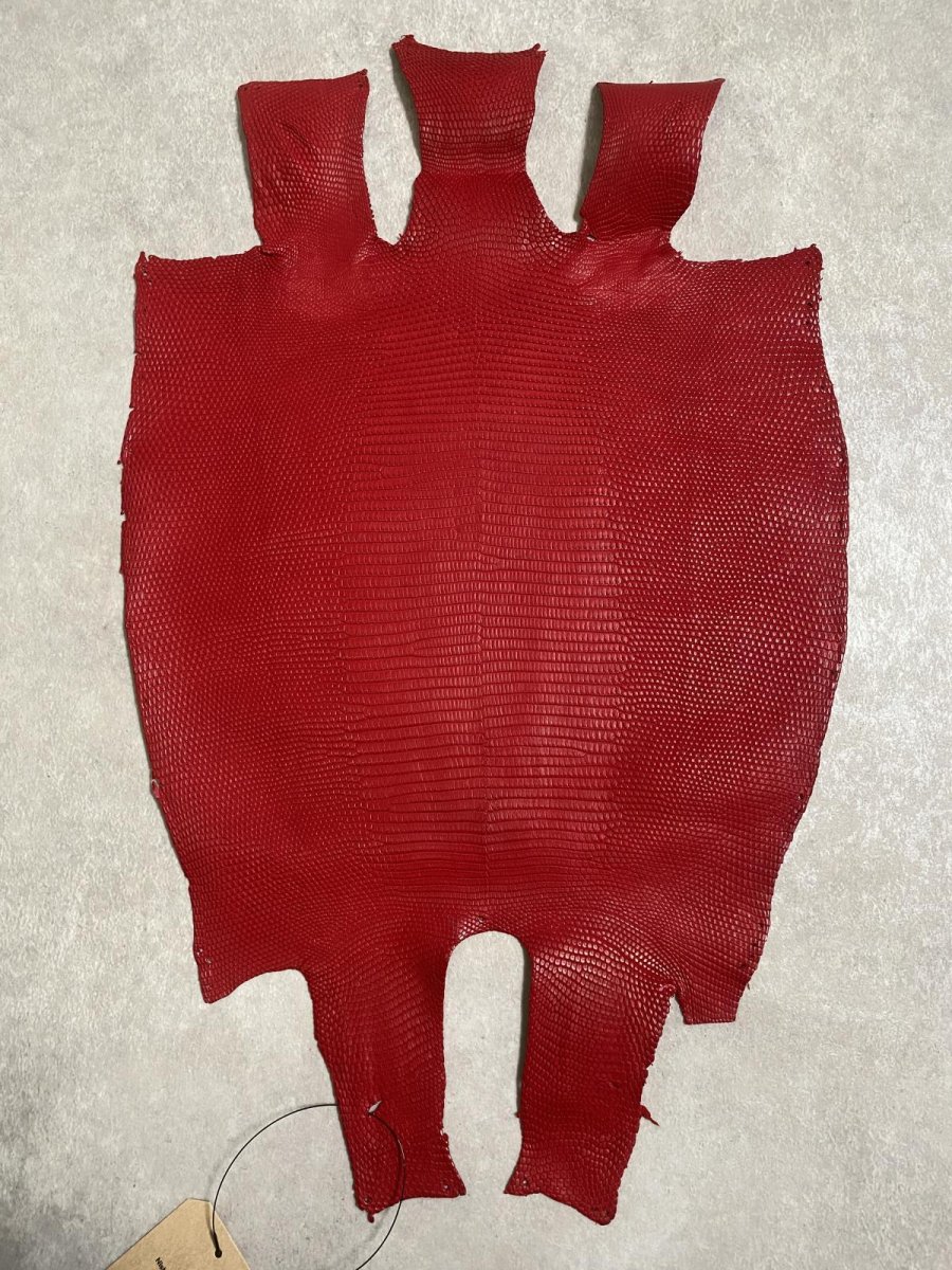 画像1: リザード　トカゲ革　マットレッド　29cm　エキゾチックレザー (1)