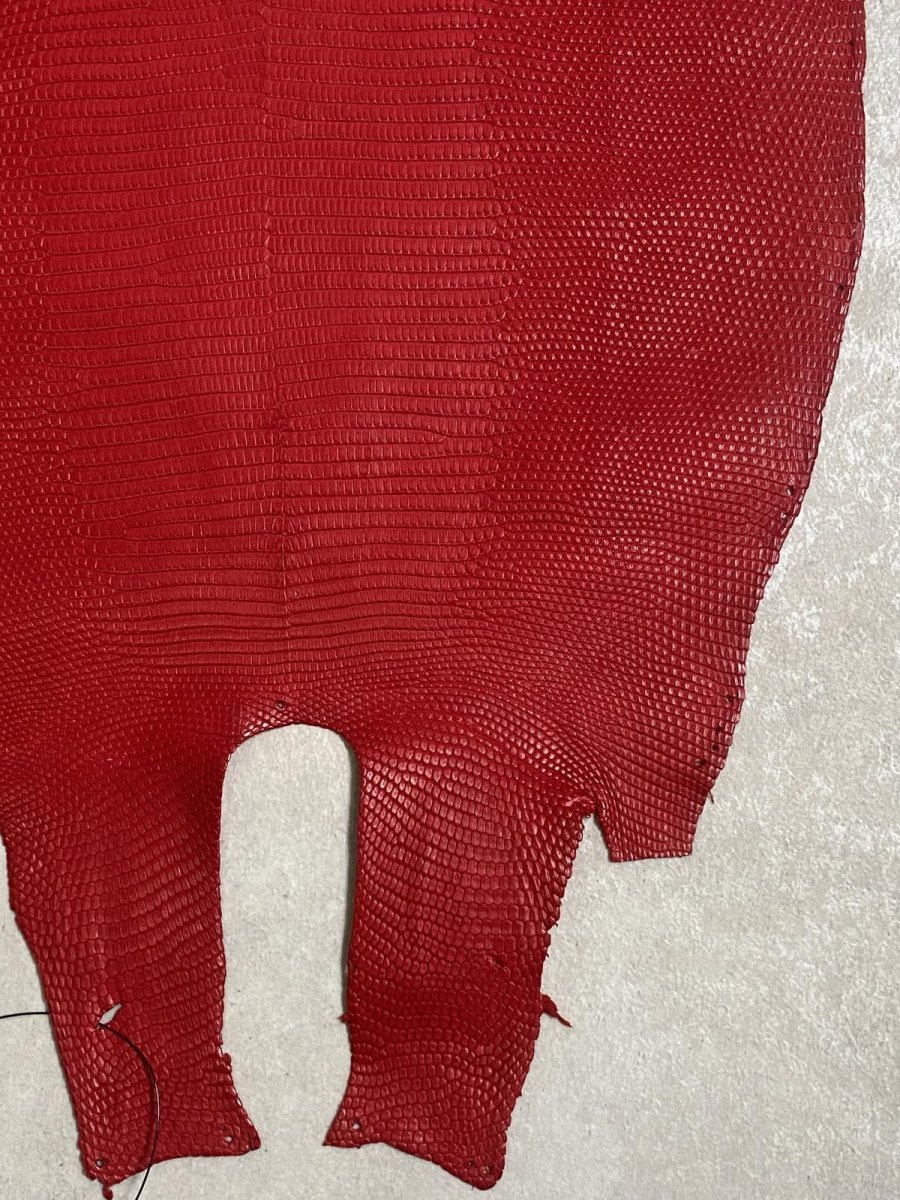 画像5: リザード　トカゲ革　マットレッド　29cm　エキゾチックレザー (5)