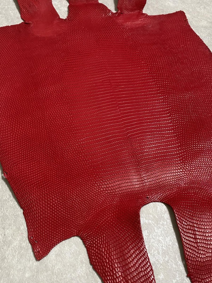 画像6: リザード　トカゲ革　マットレッド　29cm　エキゾチックレザー (6)