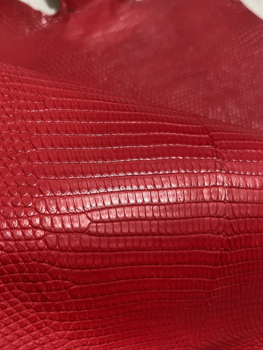 画像7: リザード　トカゲ革　マットレッド　29cm　エキゾチックレザー (7)