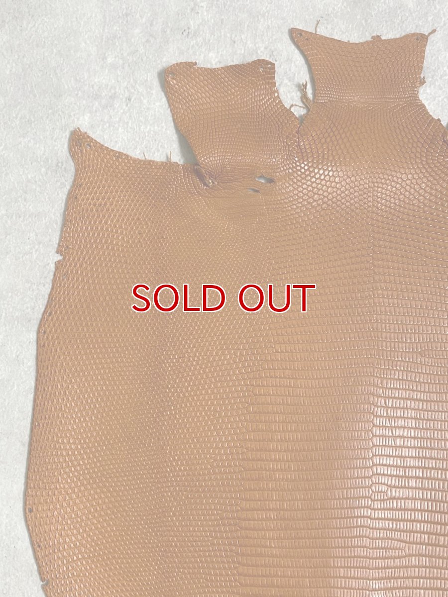 画像3: リザード　トカゲ革　マットキャメル　28cm　エキゾチックレザー (3)