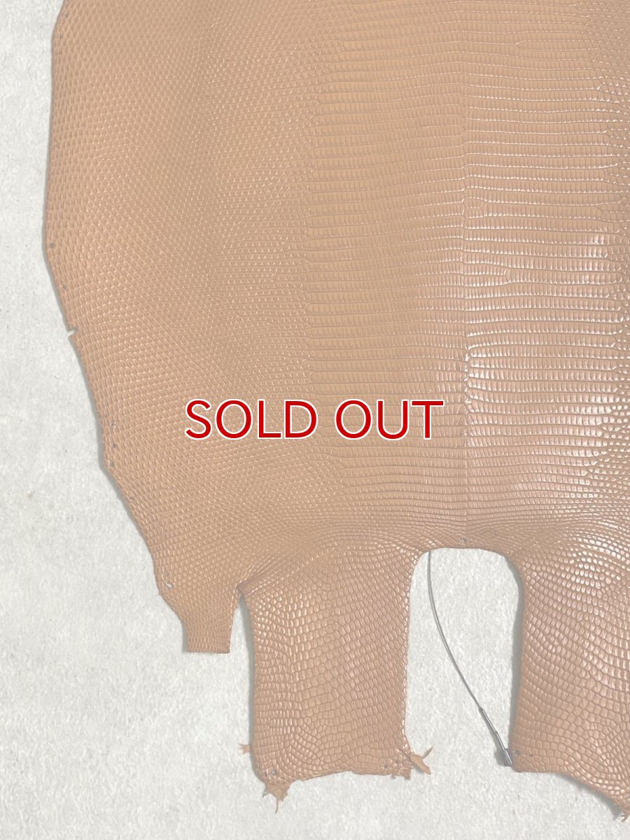 画像2: リザード　トカゲ革　マットキャメル　28cm　エキゾチックレザー (2)