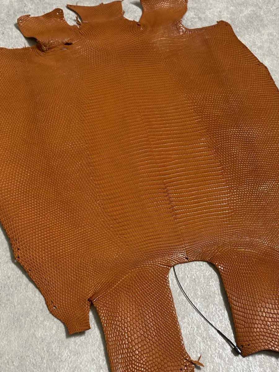 画像7: リザード　トカゲ革　マットキャメル　28cm　エキゾチックレザー (7)