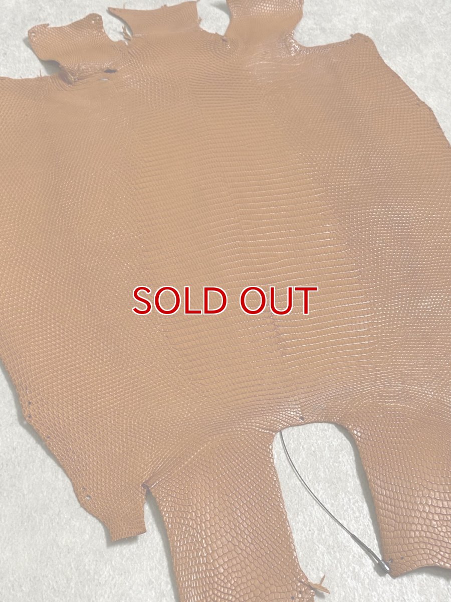 画像7: リザード　トカゲ革　マットキャメル　28cm　エキゾチックレザー (7)