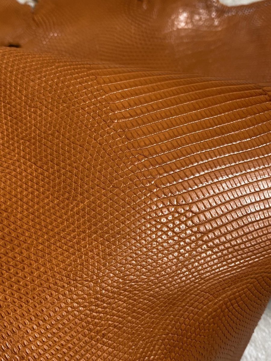 画像8: リザード　トカゲ革　マットキャメル　28cm　エキゾチックレザー (8)
