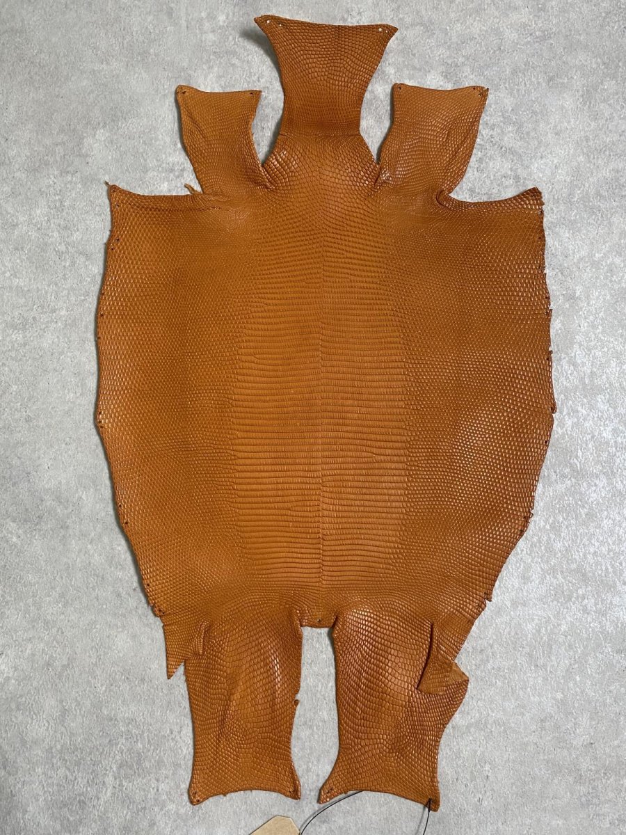 画像1: リザード　トカゲ革　マットキャメル　29cm　エキゾチックレザー (1)