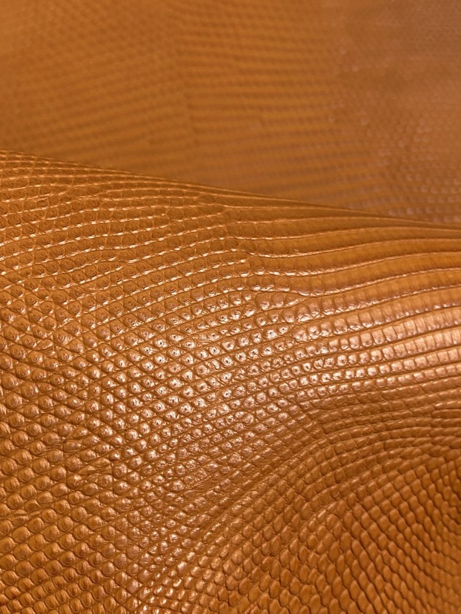 画像7: リザード　トカゲ革　マットキャメル　29cm　エキゾチックレザー (7)