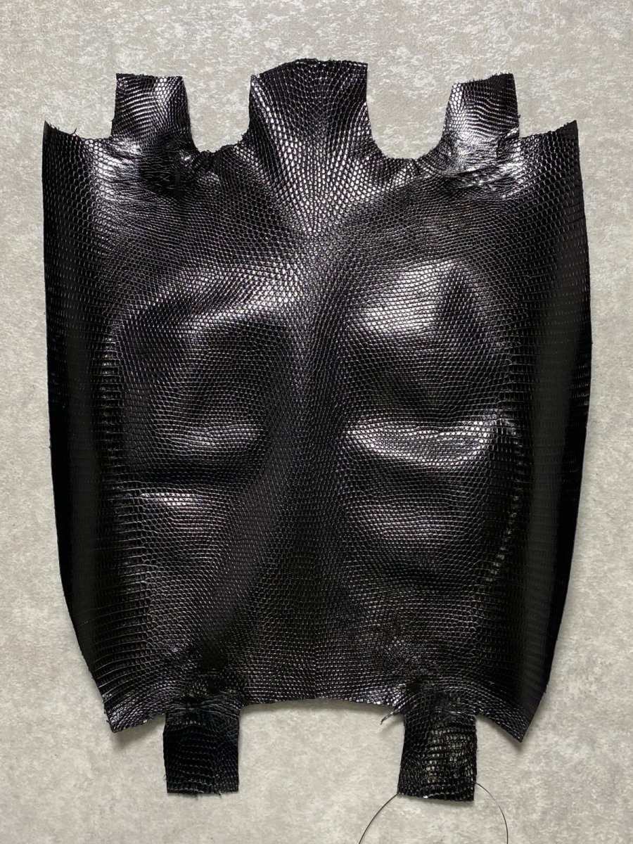 画像1: リザード　トカゲ革　ブラック　29cm　エキゾチックレザー (1)