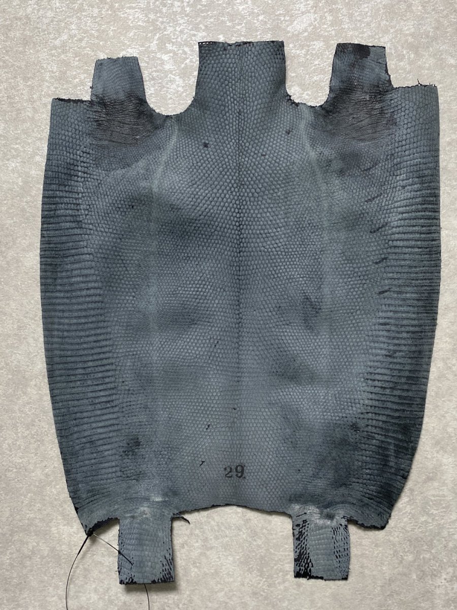 画像8: リザード　トカゲ革　ブラック　29cm　エキゾチックレザー (8)