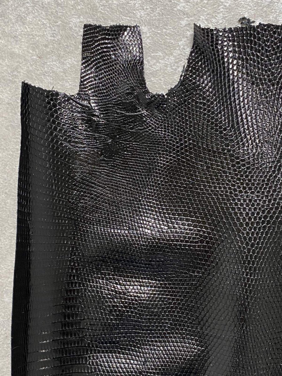 画像3: リザード　トカゲ革　ブラック　29cm　エキゾチックレザー (3)