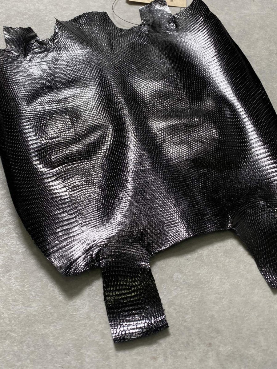 画像2: リザード　トカゲ革　ブラック　29cm　エキゾチックレザー (2)