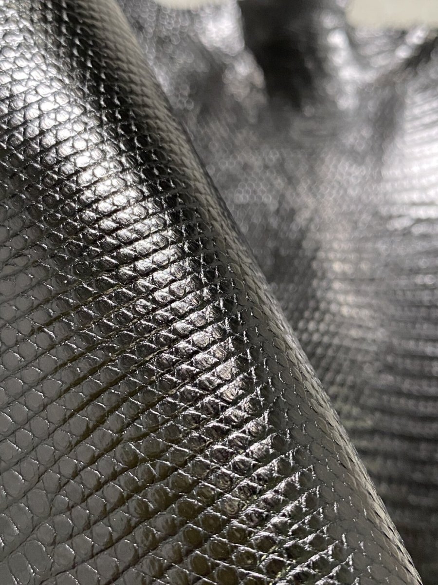 画像3: リザード　トカゲ革　ブラック　29cm　エキゾチックレザー (3)