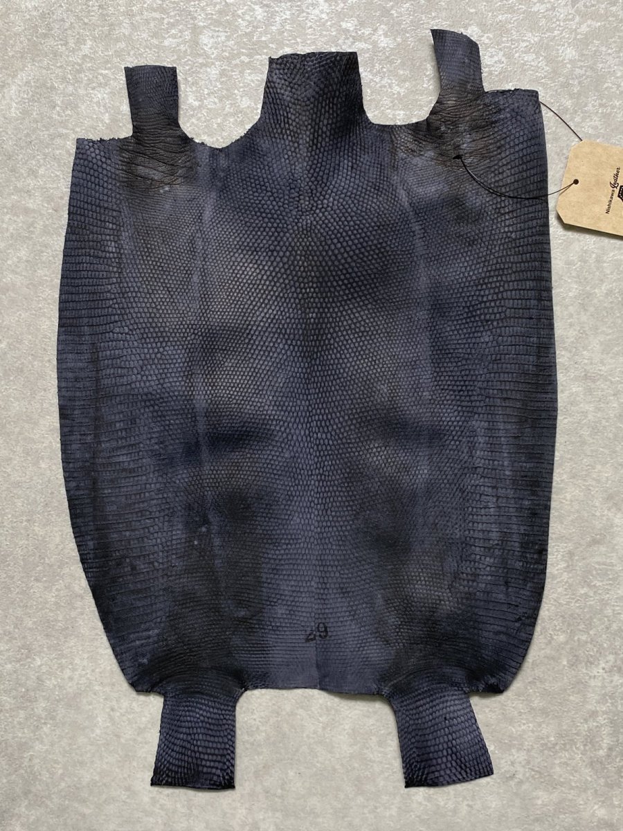 画像8: リザード　トカゲ革　ブラック　29cm　エキゾチックレザー (8)