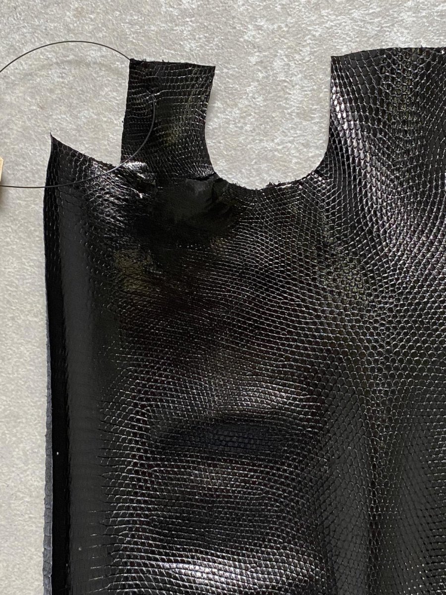 画像3: リザード　トカゲ革　ブラック　29cm　エキゾチックレザー (3)