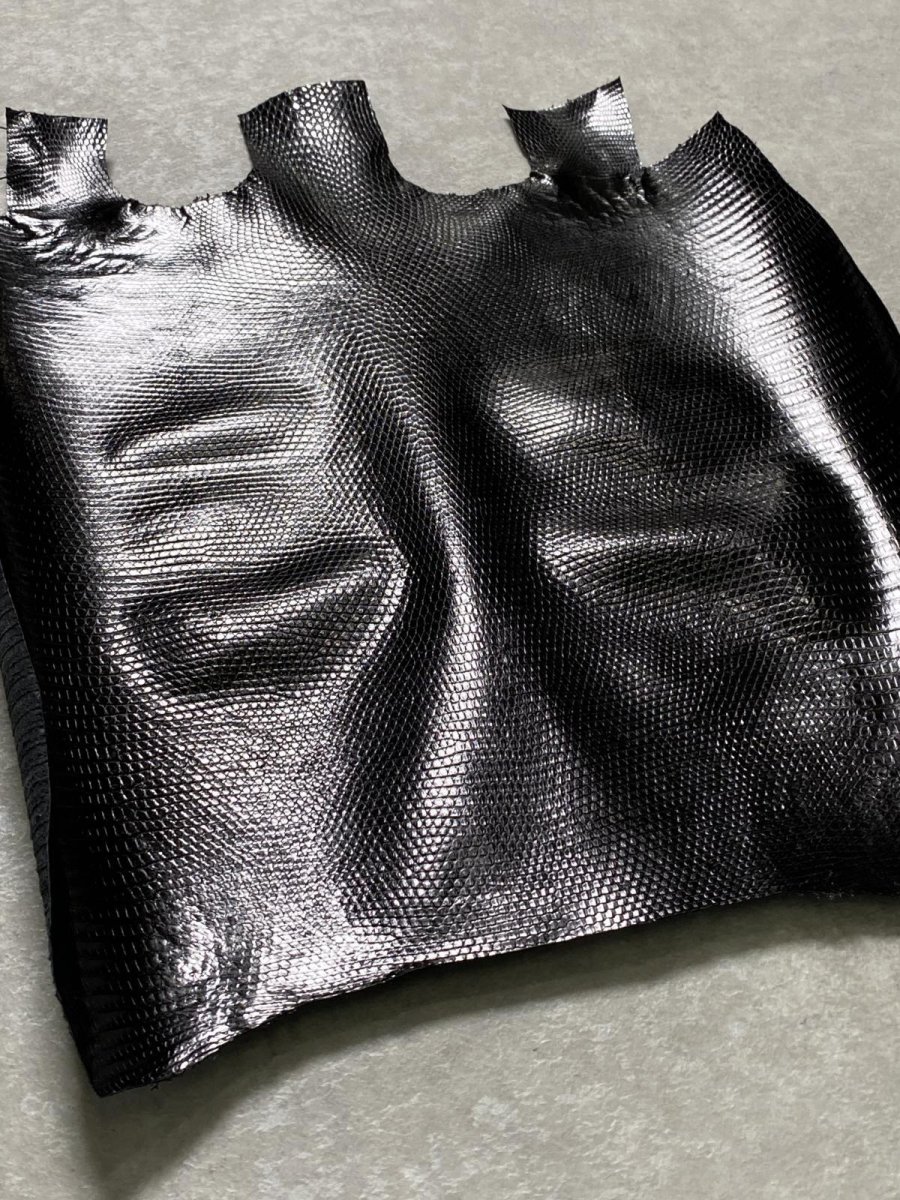 画像2: リザード　トカゲ革　ブラック　29cm　エキゾチックレザー (2)