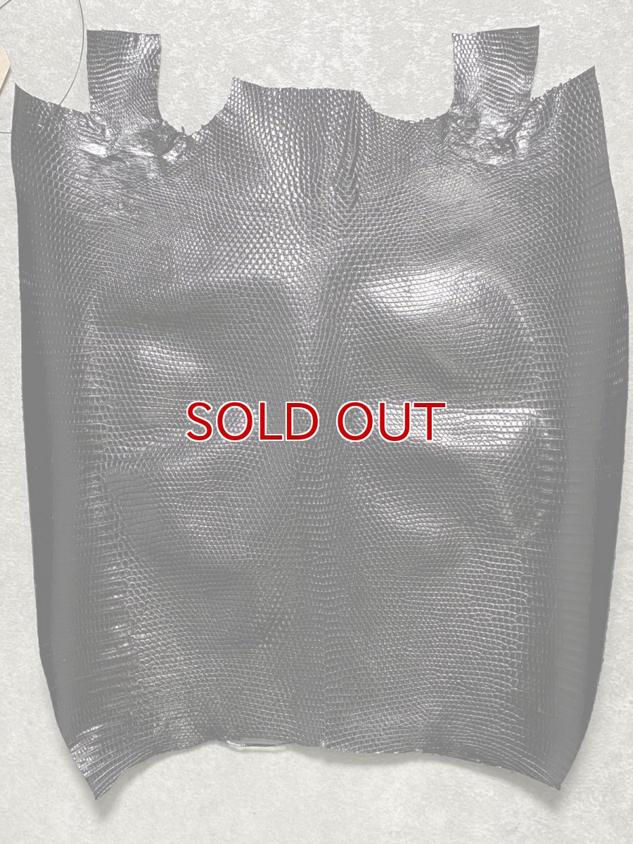 画像1: リザード　トカゲ革　ブラック　29cm　エキゾチックレザー (1)