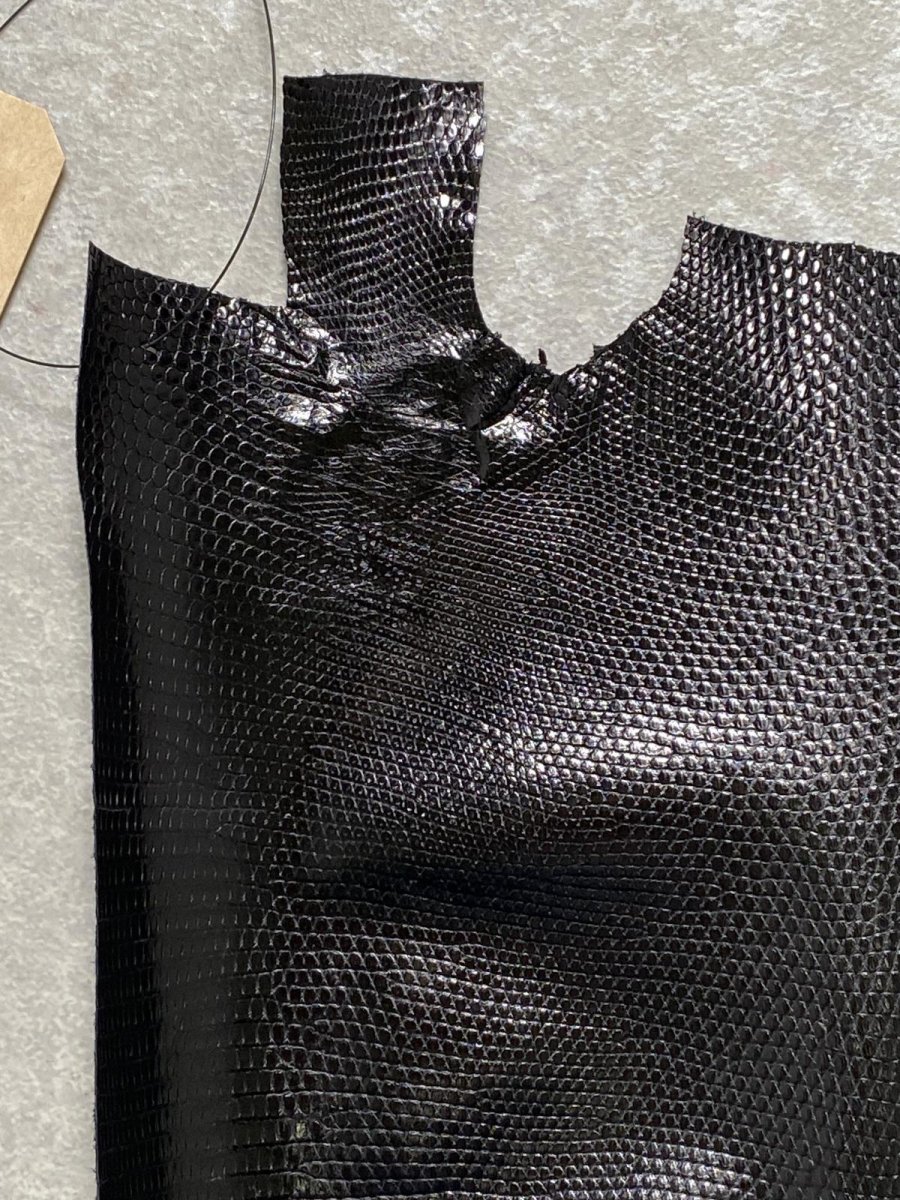 画像4: リザード　トカゲ革　ブラック　29cm　エキゾチックレザー (4)