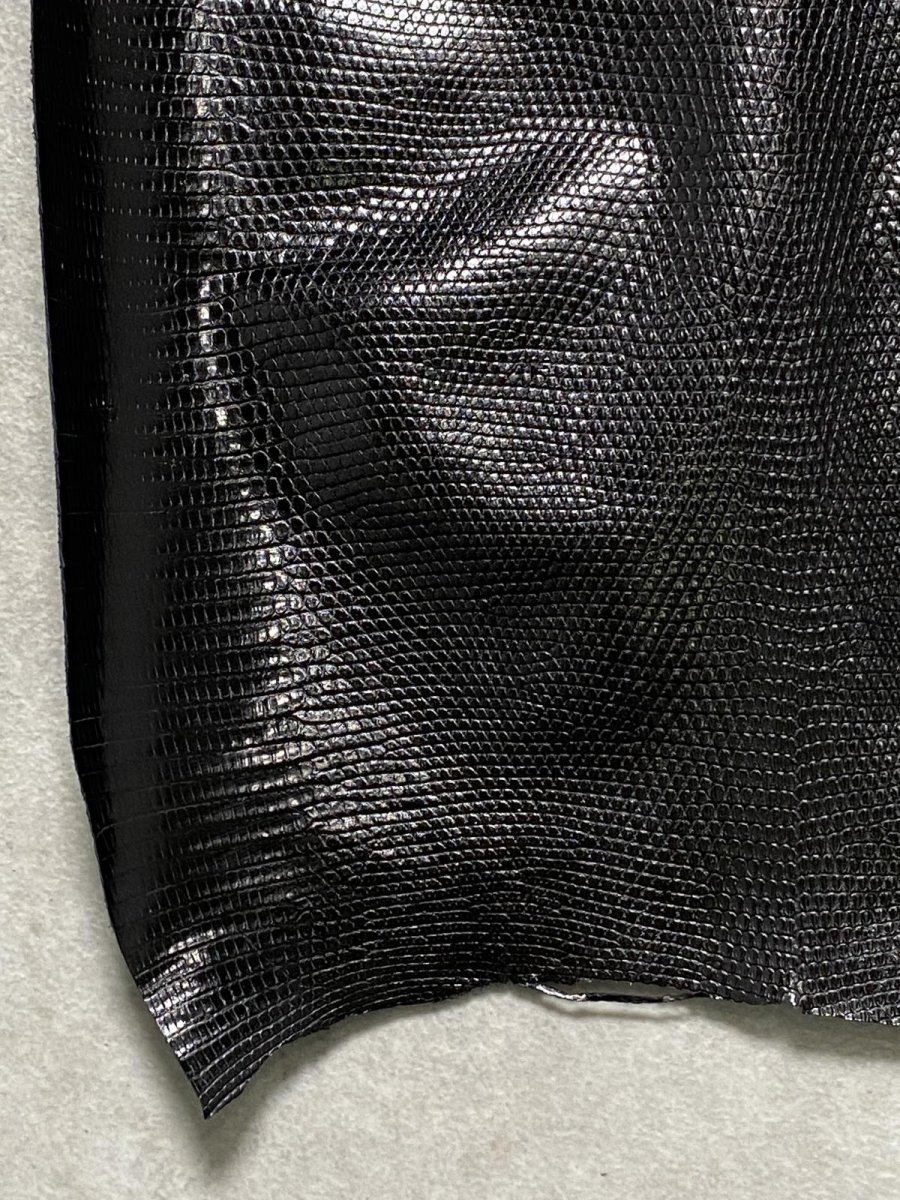 画像6: リザード　トカゲ革　ブラック　29cm　エキゾチックレザー (6)