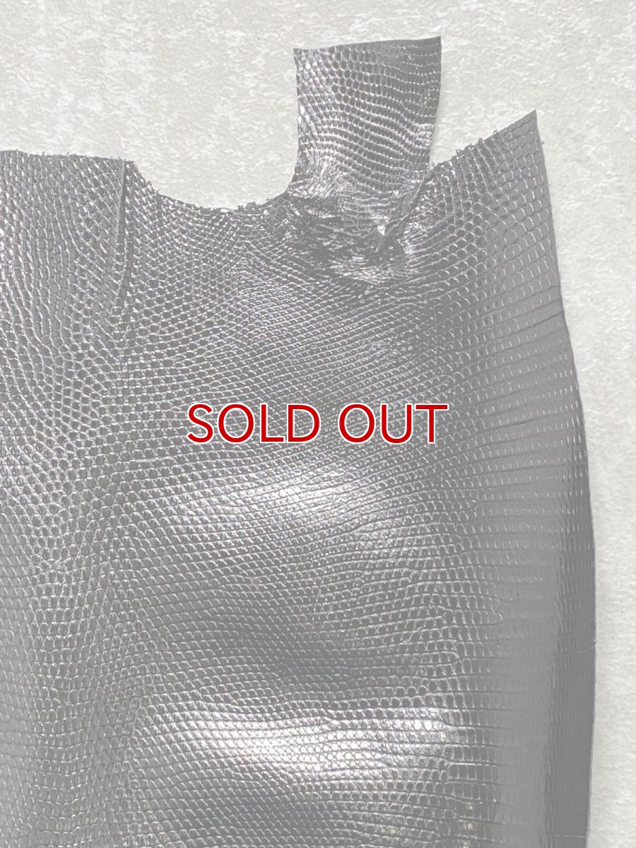 画像5: リザード　トカゲ革　ブラック　29cm　エキゾチックレザー (5)