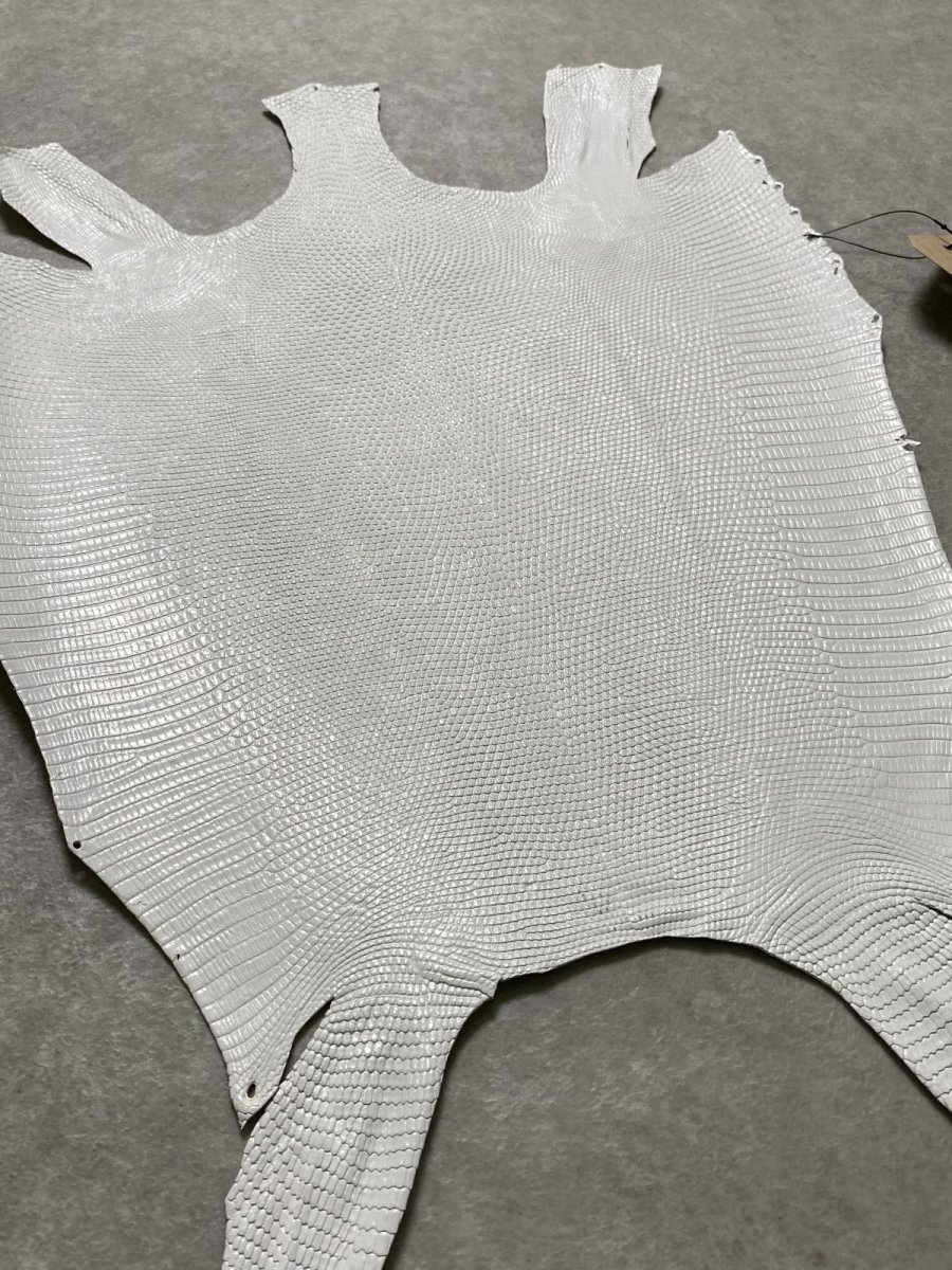 画像6: リザード　トカゲ革　ホワイト　28cm　エキゾチックレザー (6)