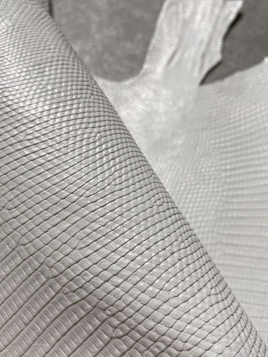 画像7: リザード　トカゲ革　ホワイト　28cm　エキゾチックレザー (7)