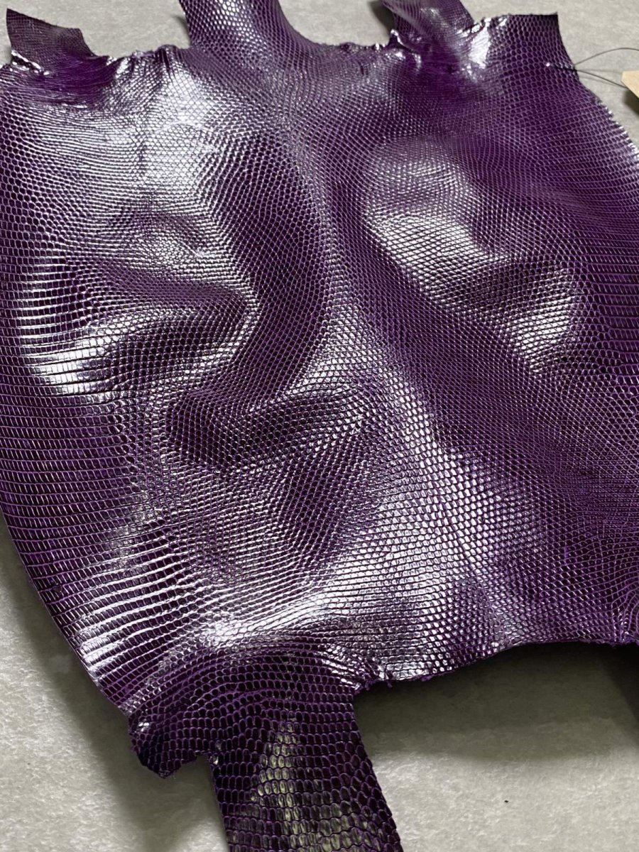 画像6: リザード　トカゲ革　パープル　28cm　エキゾチックレザー (6)