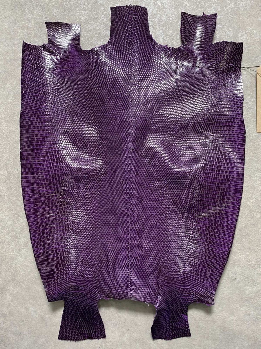 画像1: リザード　トカゲ革　パープル　28cm　エキゾチックレザー (1)