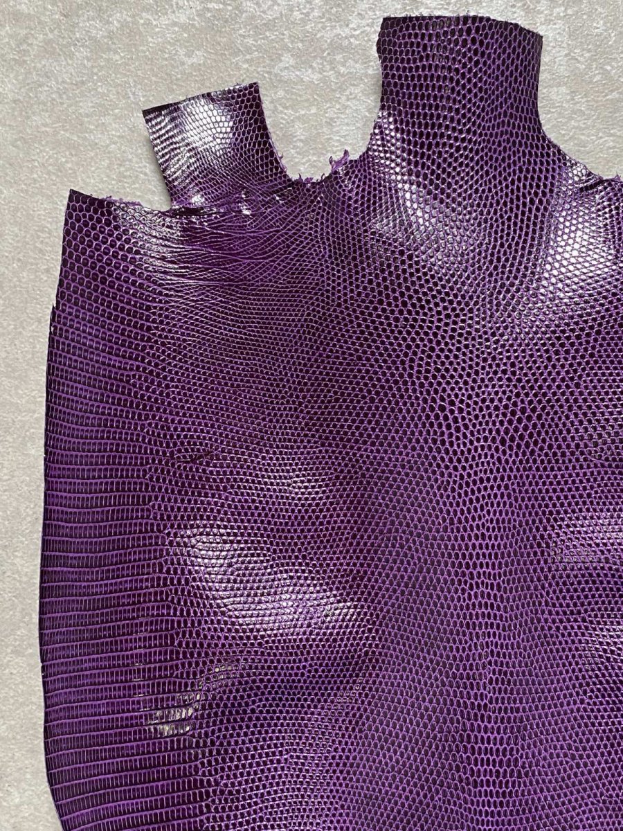 画像2: リザード　トカゲ革　パープル　28cm　エキゾチックレザー (2)