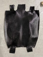 画像1: リザード　トカゲ革　ブラック　29cm　エキゾチックレザー (1)