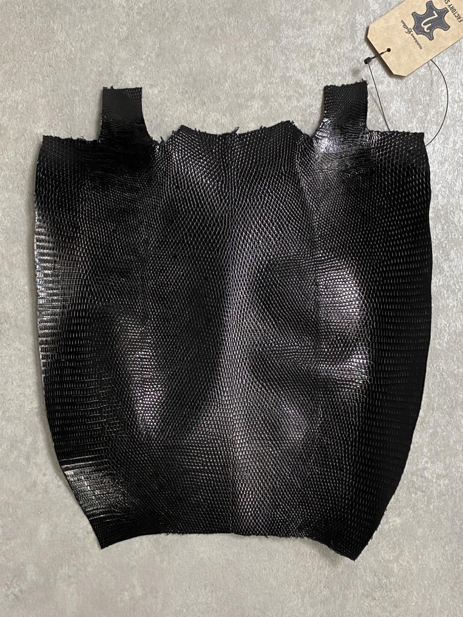 画像1: リザード　トカゲ革　ブラック　29cm　エキゾチックレザー (1)