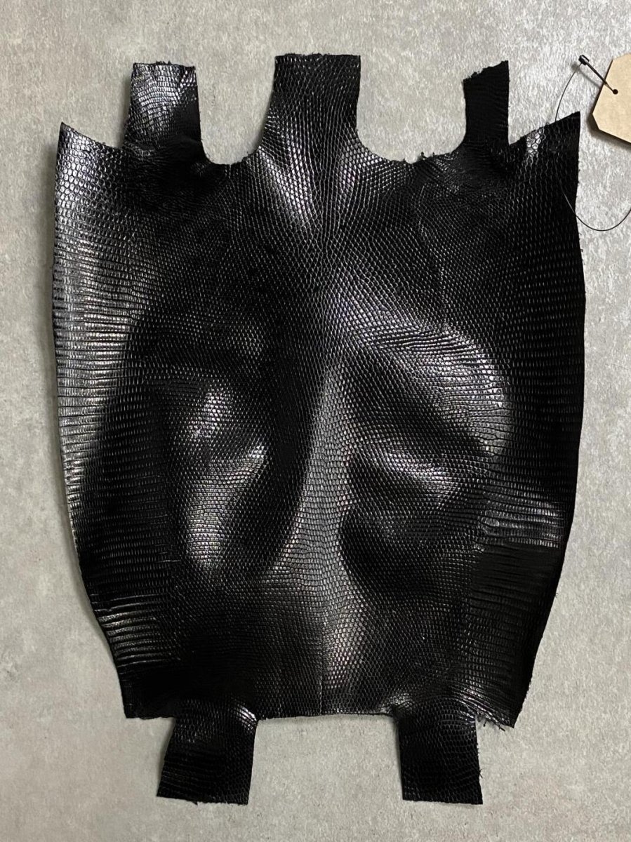 画像1: リザード　トカゲ革　ブラック　29cm　エキゾチックレザー (1)